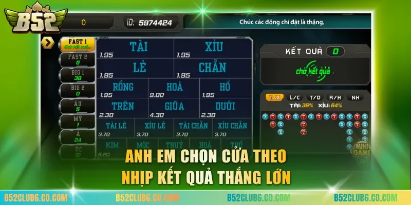 Anh em chọn cửa theo nhịp kết quả thắng lớn