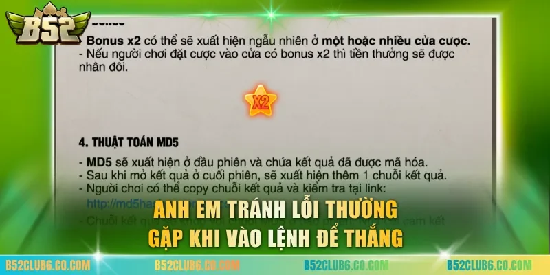 Anh em tránh lỗi thường gặp khi vào lệnh để thắng