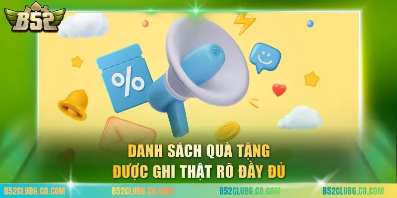 Danh sách quà tặng được ghi thật rõ đầy đủ