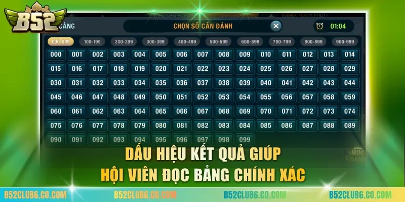 Dấu hiệu kết quả giúp hội viên đọc bảng chính xác